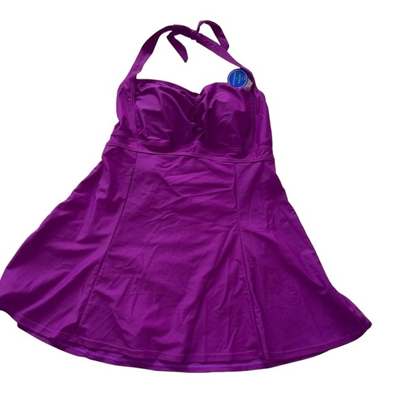 Swimsuits For All Other - Swimsuit For All Purple Halter Top Cup Flattering One Piece Swimsuit NWT Size 16